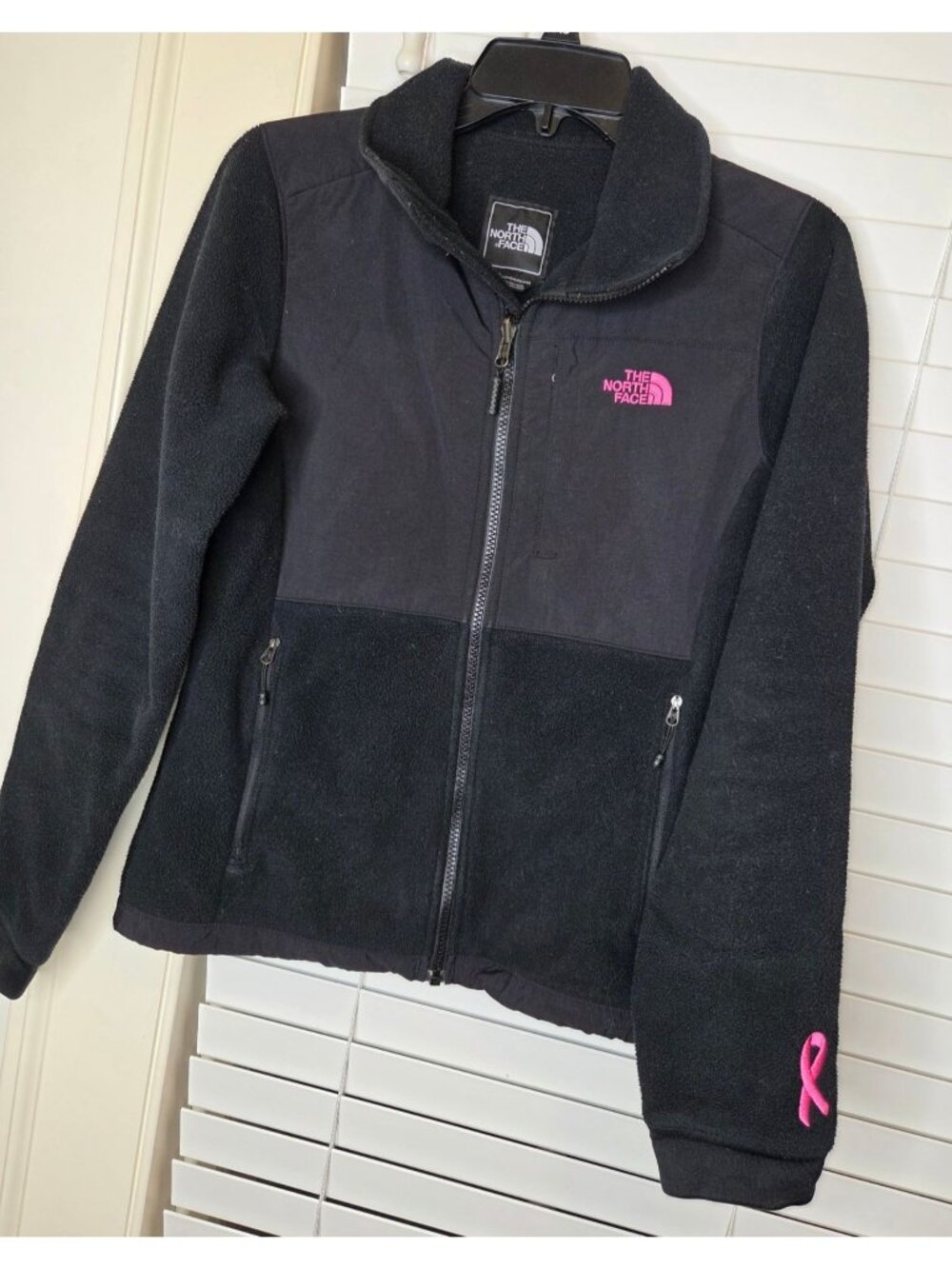 Womens The North Face Denali Jacket XS Fleece Zip breast cancer embroidered